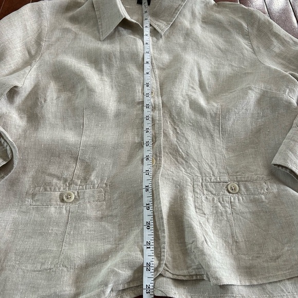 Willi Smith Khaki Linen Button-Up Shirt Jacket Size 16 - Picture 7 of 10